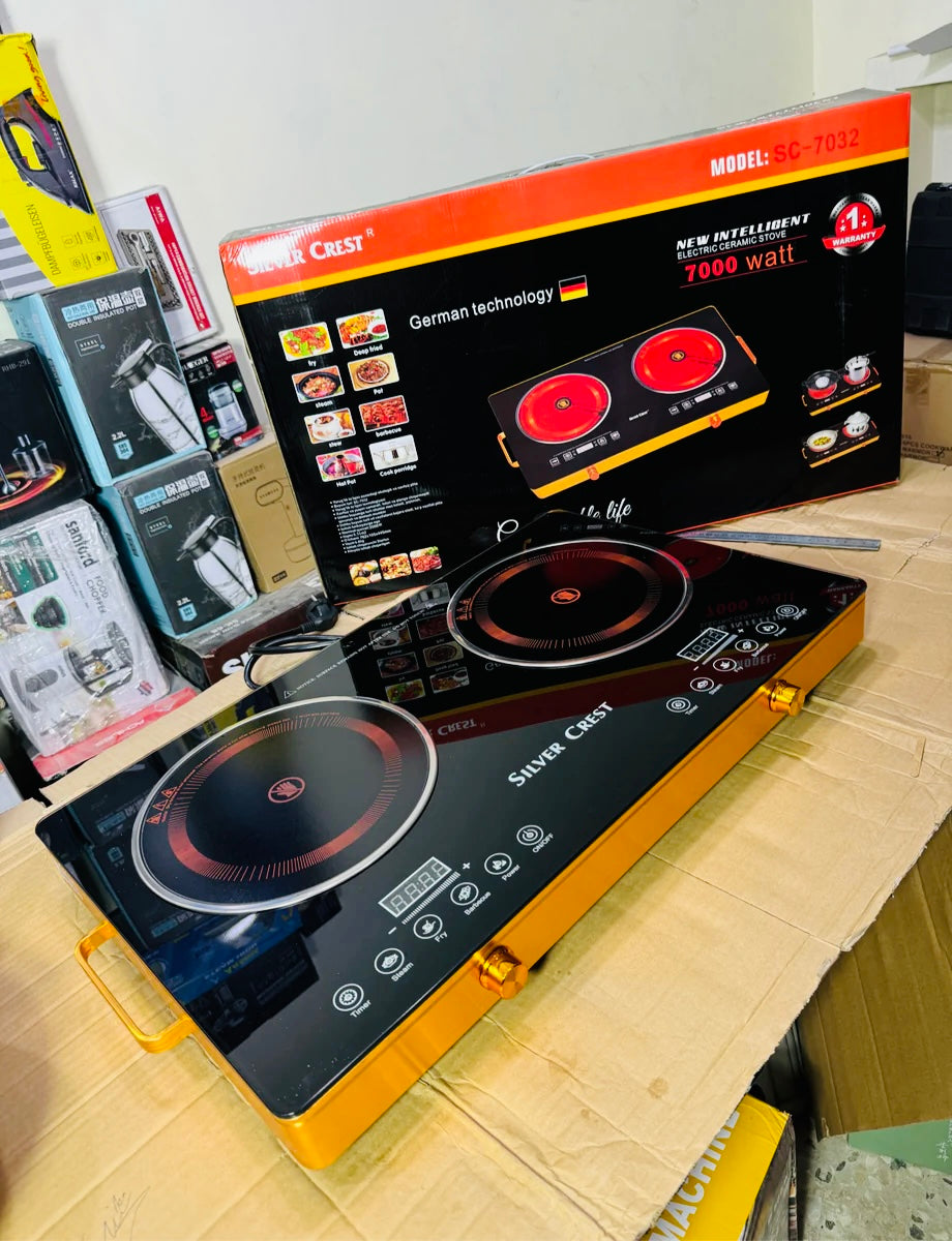 “Silver Crest Double Infrared Cooker - Fast Heating, Energy Efficient, 2-Burner Electric Stove for Quick Cooking