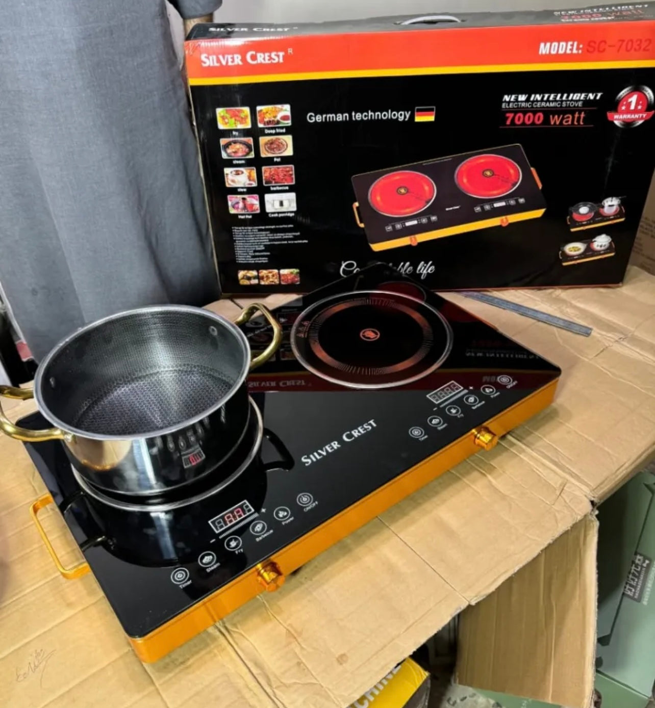 “Silver Crest Double Infrared Cooker - Fast Heating, Energy Efficient, 2-Burner Electric Stove for Quick Cooking