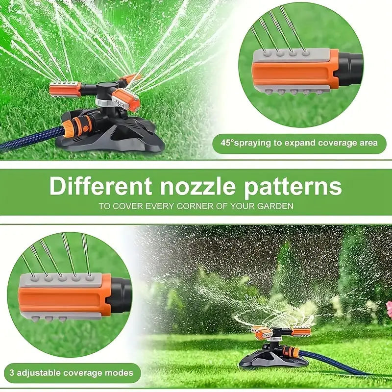 3 Arms Nozzles 360 Automatic Rotating Gardening Watering Sprinkler