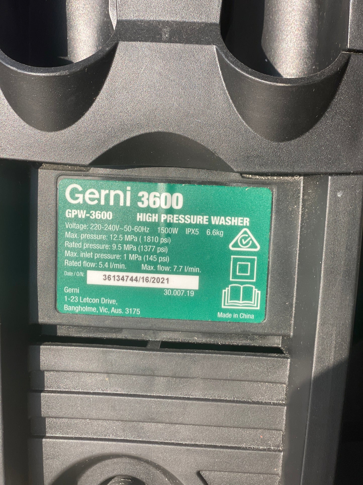 GERNI 3300 1810PSI HIGH PRESSURE WASHER