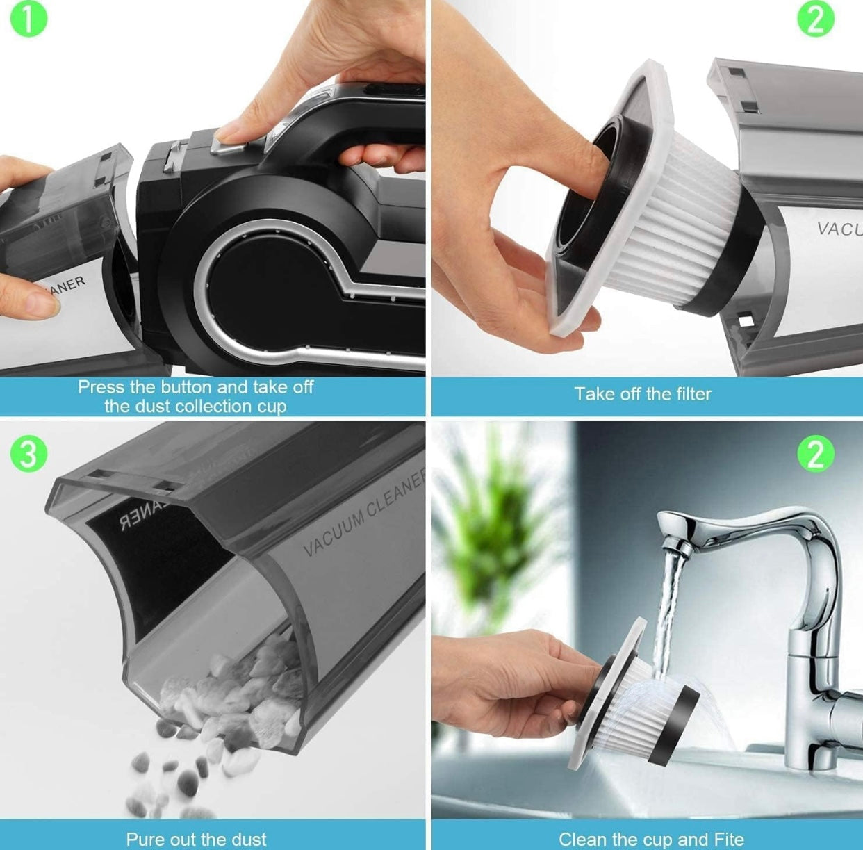 4in1 Black Silver 120W DC12V Wet & Dry Portable Vacuum Cleaner & air pump and pressure Monitor