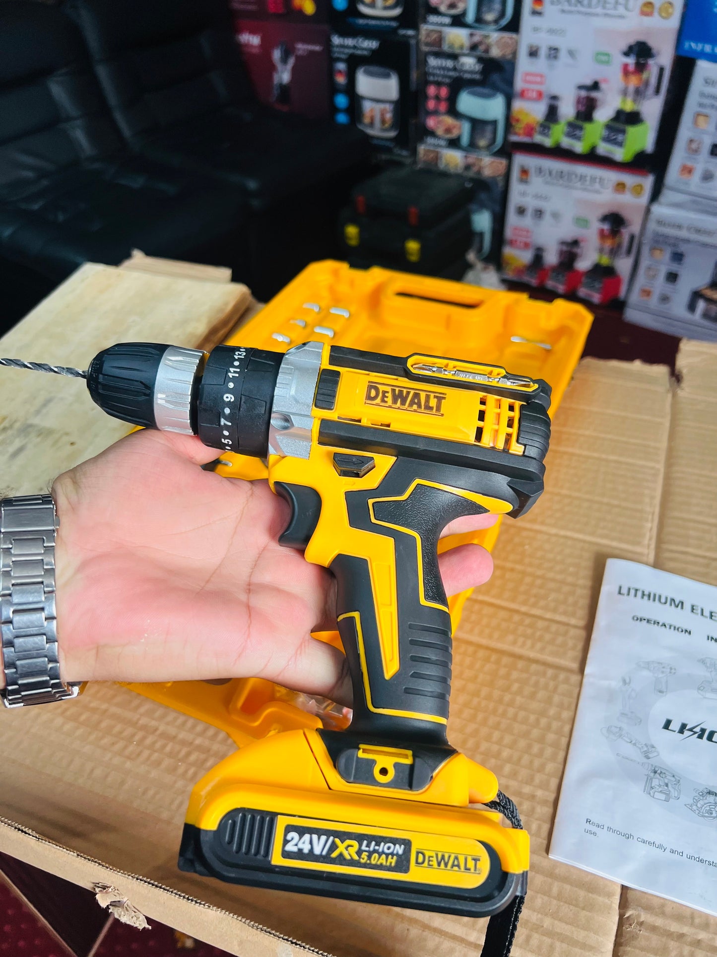DeWalt Lott imported 24 V Rechargeable Drill machine .Tools Box  Screwdriver 2 lithium battery
