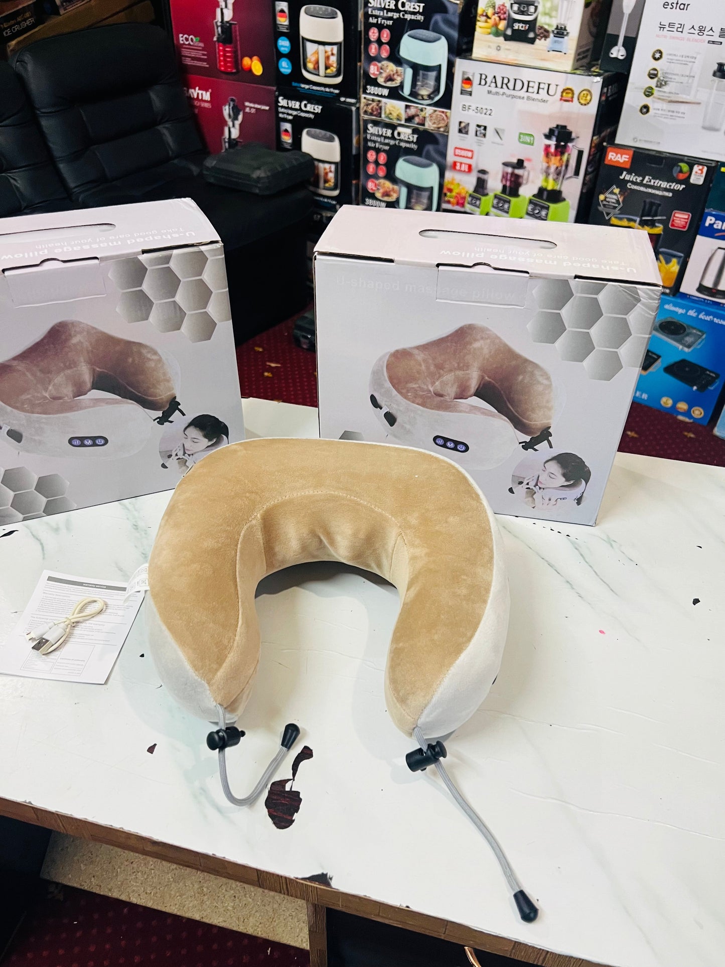 Travel Neck Pillow/Electric Neck Massager with Heating, Memory Foam Pillow for Neck Pain Relief, Neck Support Pillow for Airplane, Car, Office, Gift (Grey)