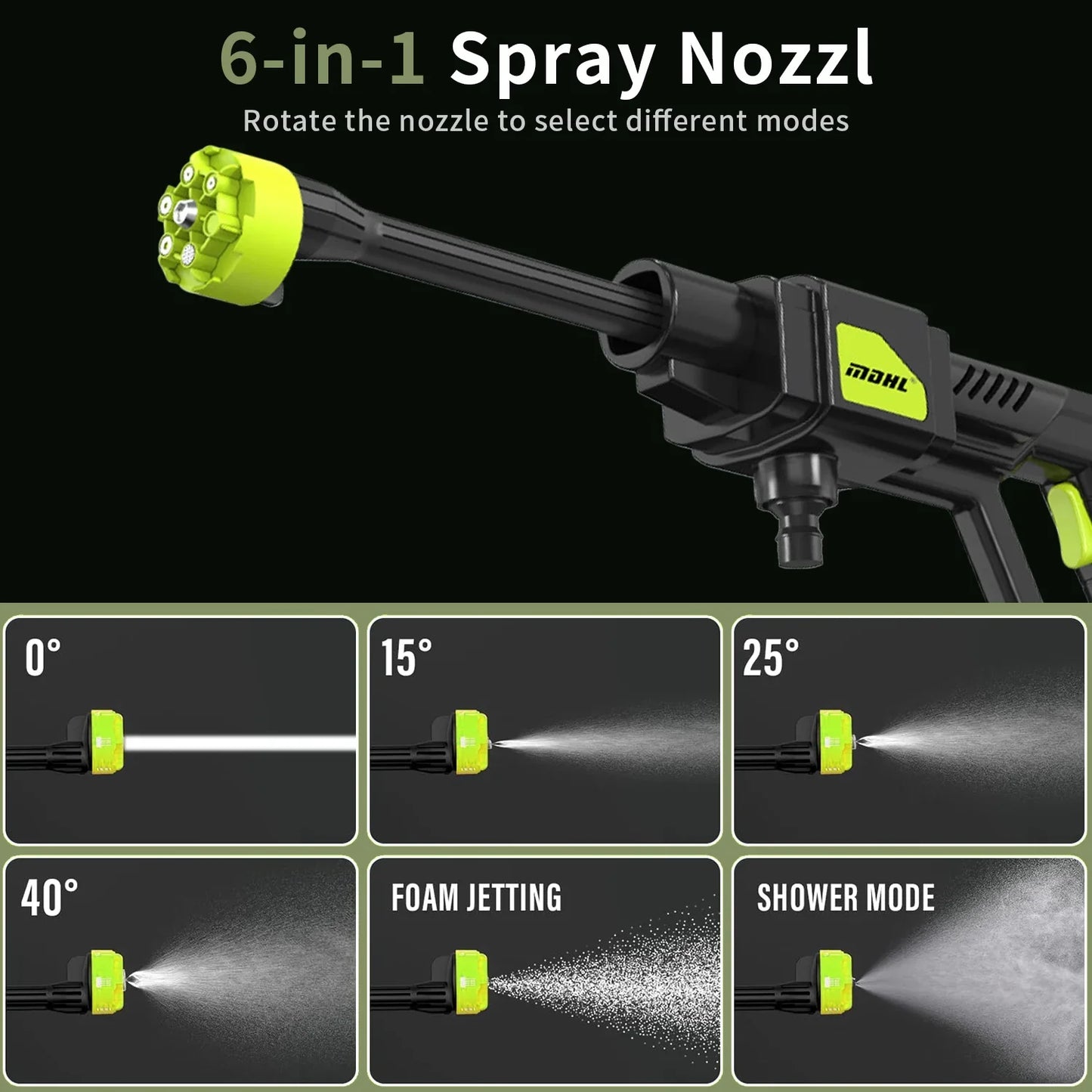 48V High Pressure Car Washer with 6 in 1 multi-function nozzle