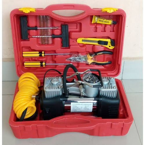 High Quality 2 in 1 Car Bike Tire inflyater + pancher kit .Tire Air compressor. Air pump