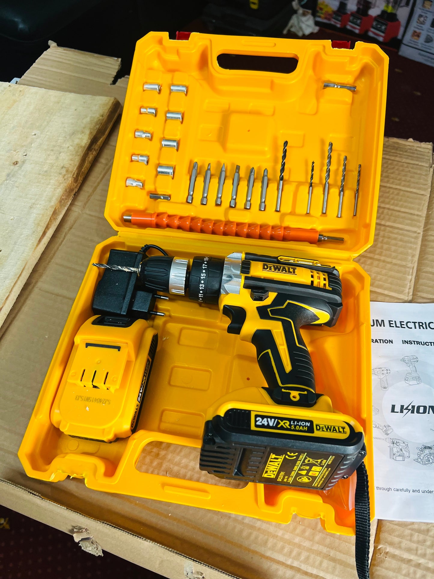 DeWalt Lott imported 24 V Rechargeable Drill machine .Tools Box  Screwdriver 2 lithium battery