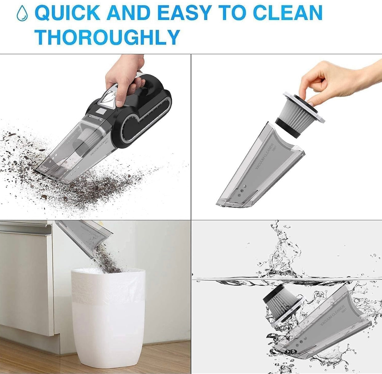 4in1 Black Silver 120W DC12V Wet & Dry Portable Vacuum Cleaner & air pump and pressure Monitor