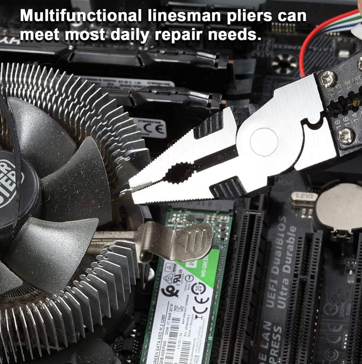 7 In 1 Multipurpose Lineman Plier With Gripping, Wrench, Cutter, Crimping & Wire Stripper Fuction
